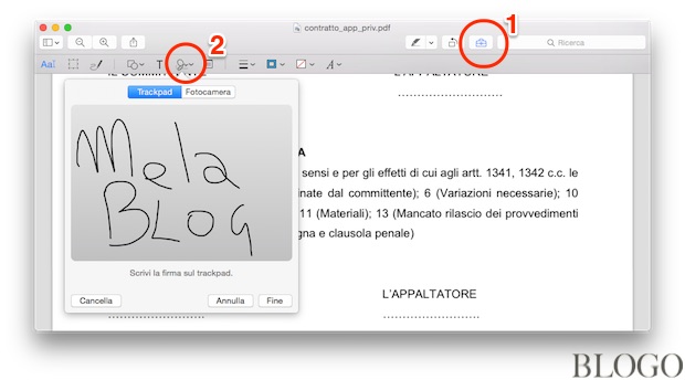 Firmare un PDF su Mac con Anteprima e il Trackpad Firmare un PDF su Mac con Anteprima e il Trackpad